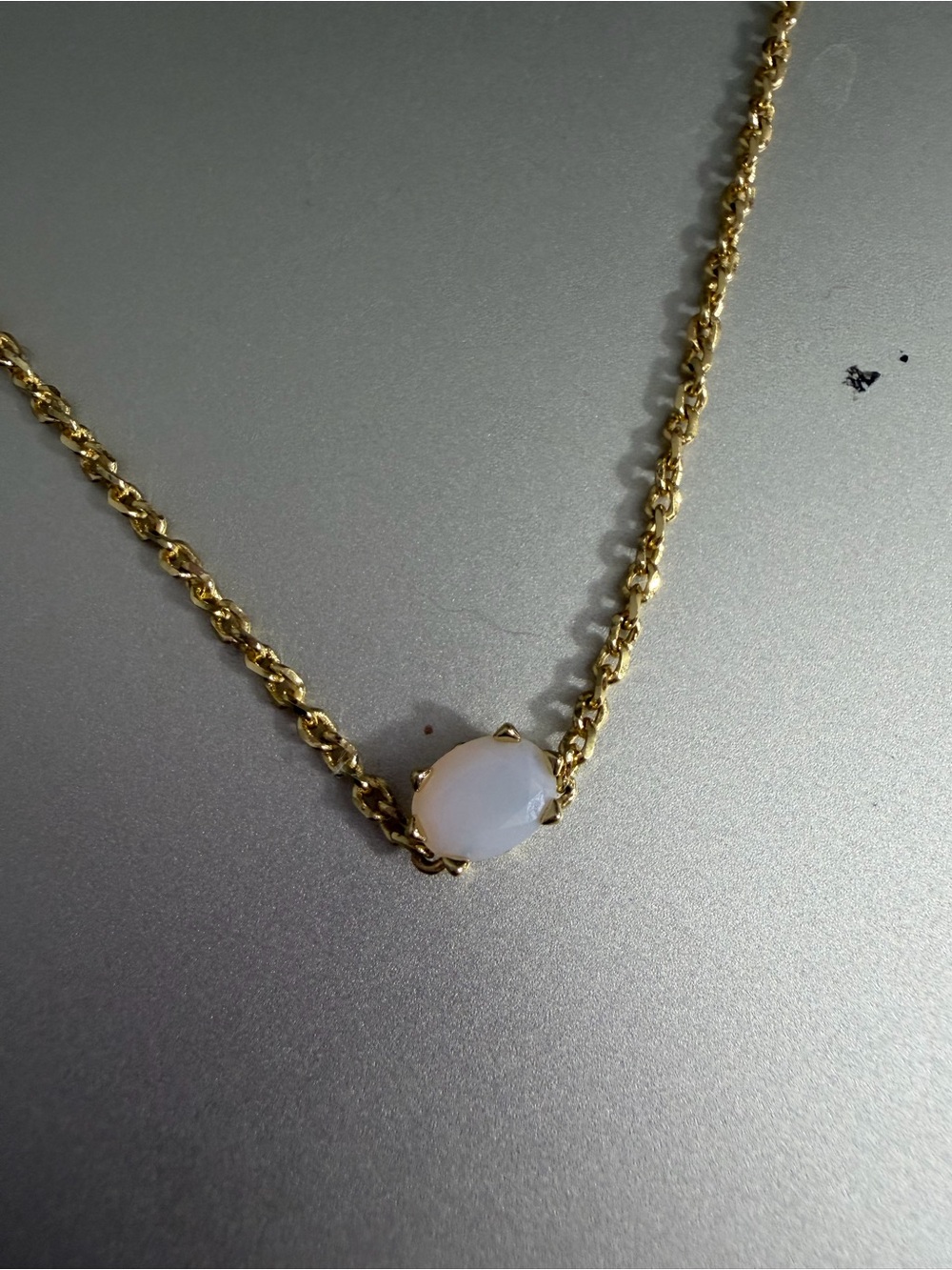 Gold Chain Necklace with White Opalescent charm - Kendra Scott